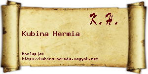 Kubina Hermia névjegykártya